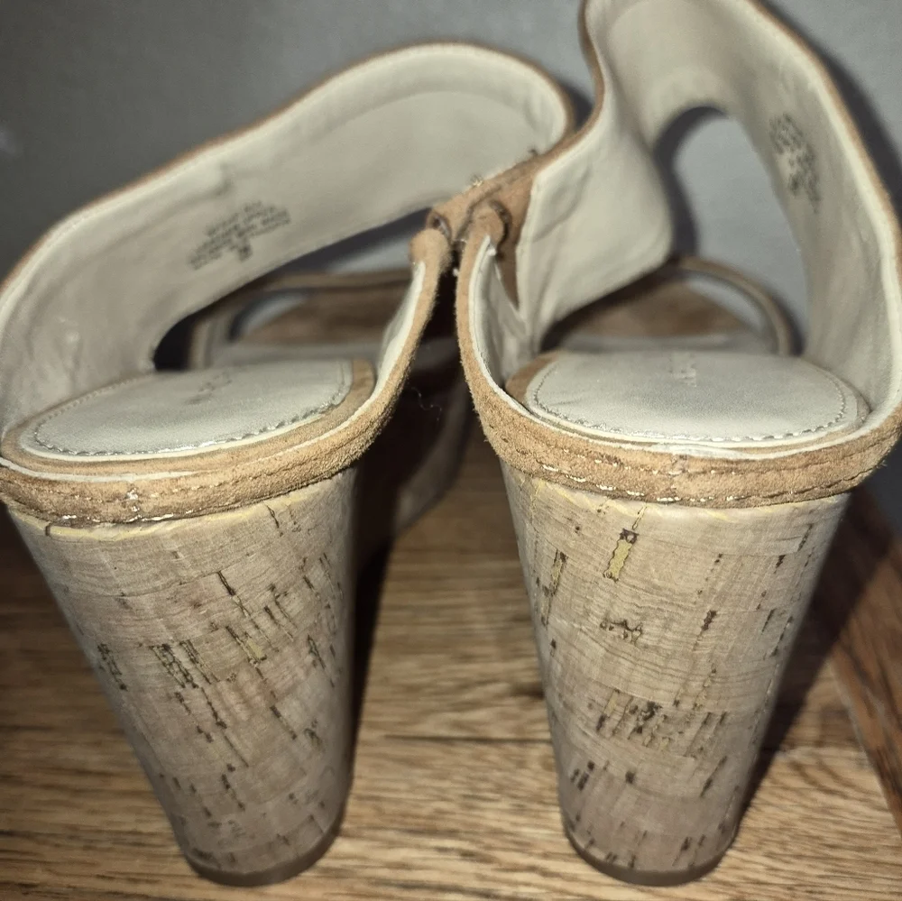 Marc Fisher Cork Wedge Slide, Tan/Neutral
